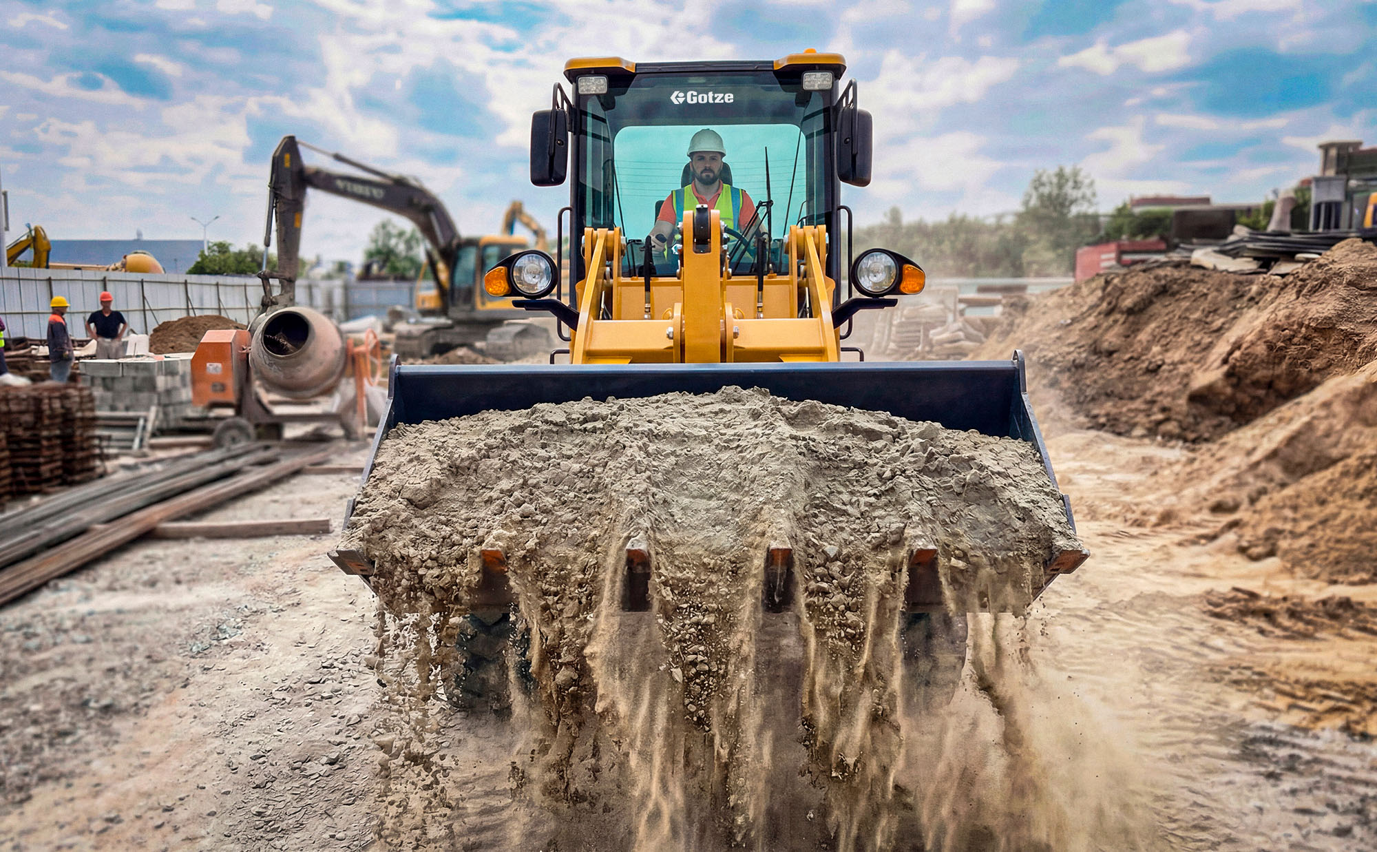 Pala cargadora Gotze en obra